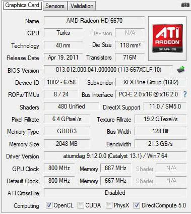   AMD Radeon HD 6670: ,         