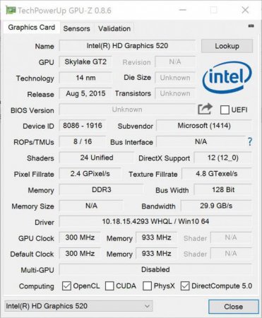   Intel HD Graphics 520. ,    